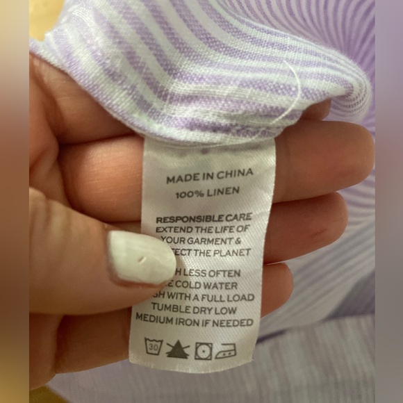 Hill House Athena Midi Sleeve Linen Nap Dress in Lilac Stripe Size XXL - Picture 10 of 10